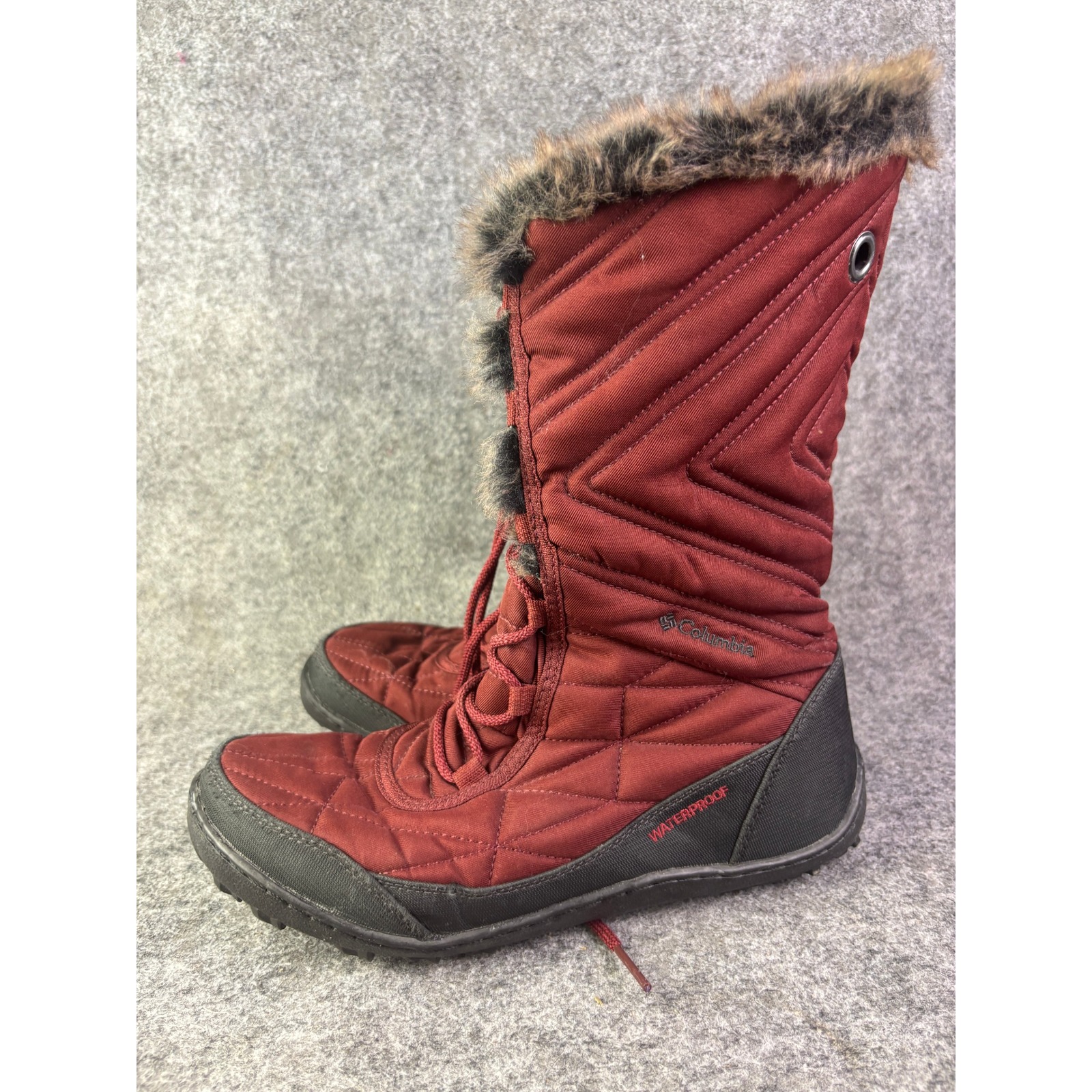 Columbia Minx Mid Iii Snow Boots Womens 10 Burgundy Waterproof Faux Fur